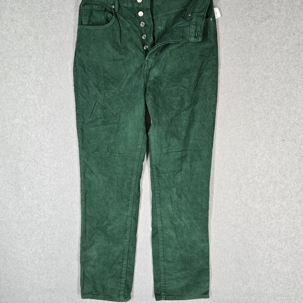 Pacsun Women Jeans 29 Green Dad Corduroy Straight Button Fly 29" Inseam NWT